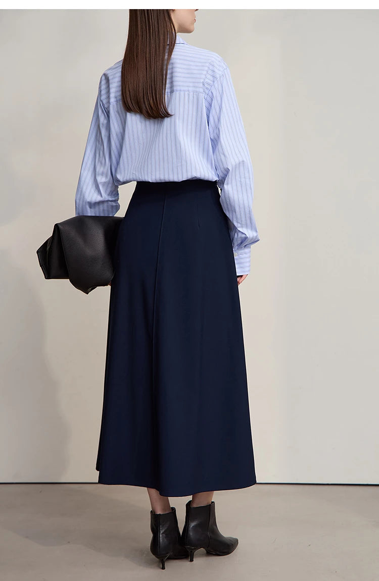 Women's Skirt 2025 Spring New Minimalist Solid Color Loose Skirts For Women Medium To Long Versatile A-shaped Skirt12524019