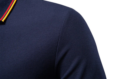 2025 New Men's Mock Neck Polo Shirts for Men Cotton Solid Color Long Sleeve Polo Desinger Social Luxury Touch Male