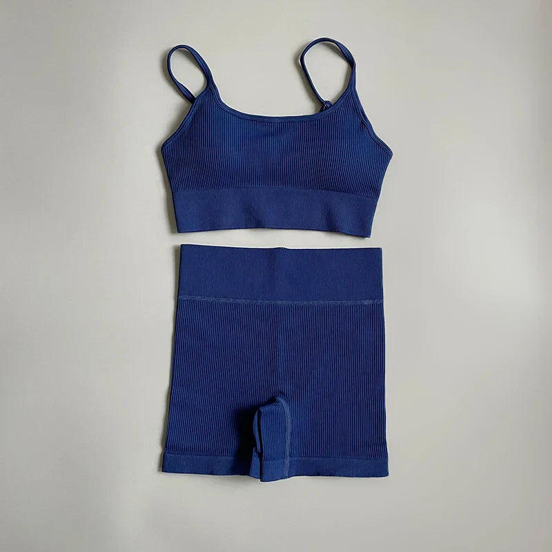 Seamless Yoga Set Gym Suits With Shorts Crop Top Sport Bra Women's Shorts 2 Pieces Set Running Workout Outfit Fitness Clothing