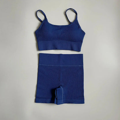 Seamless Yoga Set Gym Suits With Shorts Crop Top Sport Bra Women's Shorts 2 Pieces Set Running Workout Outfit Fitness Clothing