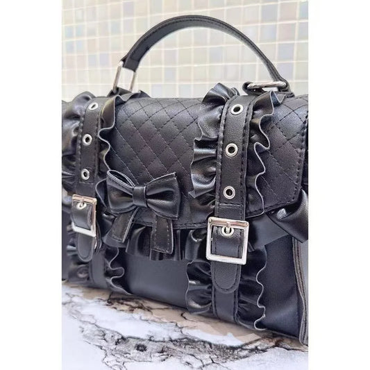 Kawaii Day Sweet Cute Thunder Women's Handbag Lolita Gem Ruffle Bow Shoulder Crossbody Bags Japanese Lolita Bags for girls