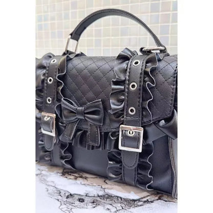 Kawaii Day Sweet Cute Thunder Women's Handbag Lolita Gem Ruffle Bow Shoulder Crossbody Bags Japanese Lolita Bags for girls