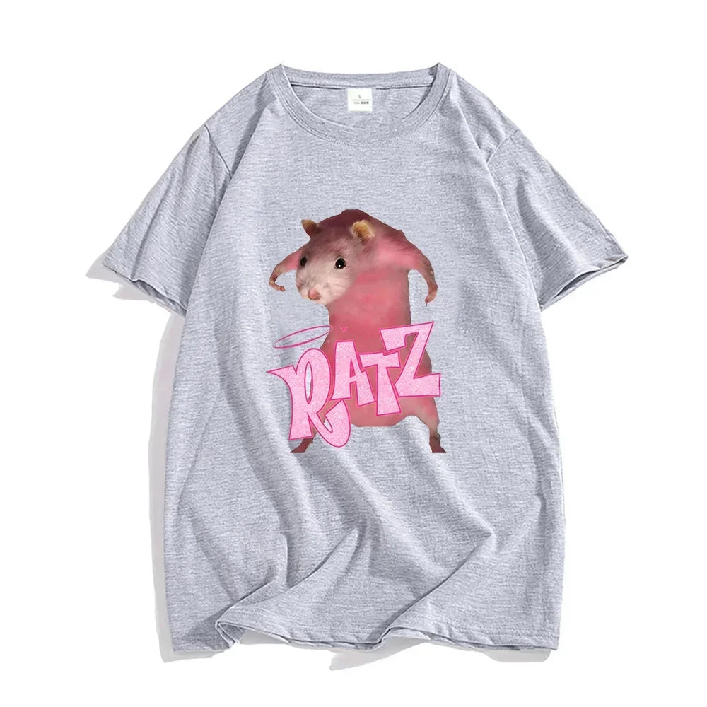 New Pattern Ratz Mouse Cartoon Printed Women Cool And Comfortable Loose Short Sleeved Harajuku Cartoon Printed T-shirt