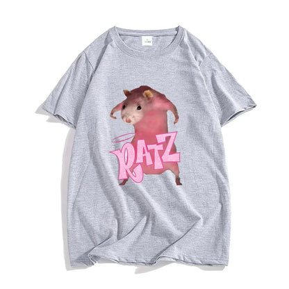 New Pattern Ratz Mouse Cartoon Printed Women Cool And Comfortable Loose Short Sleeved Harajuku Cartoon Printed T-shirt