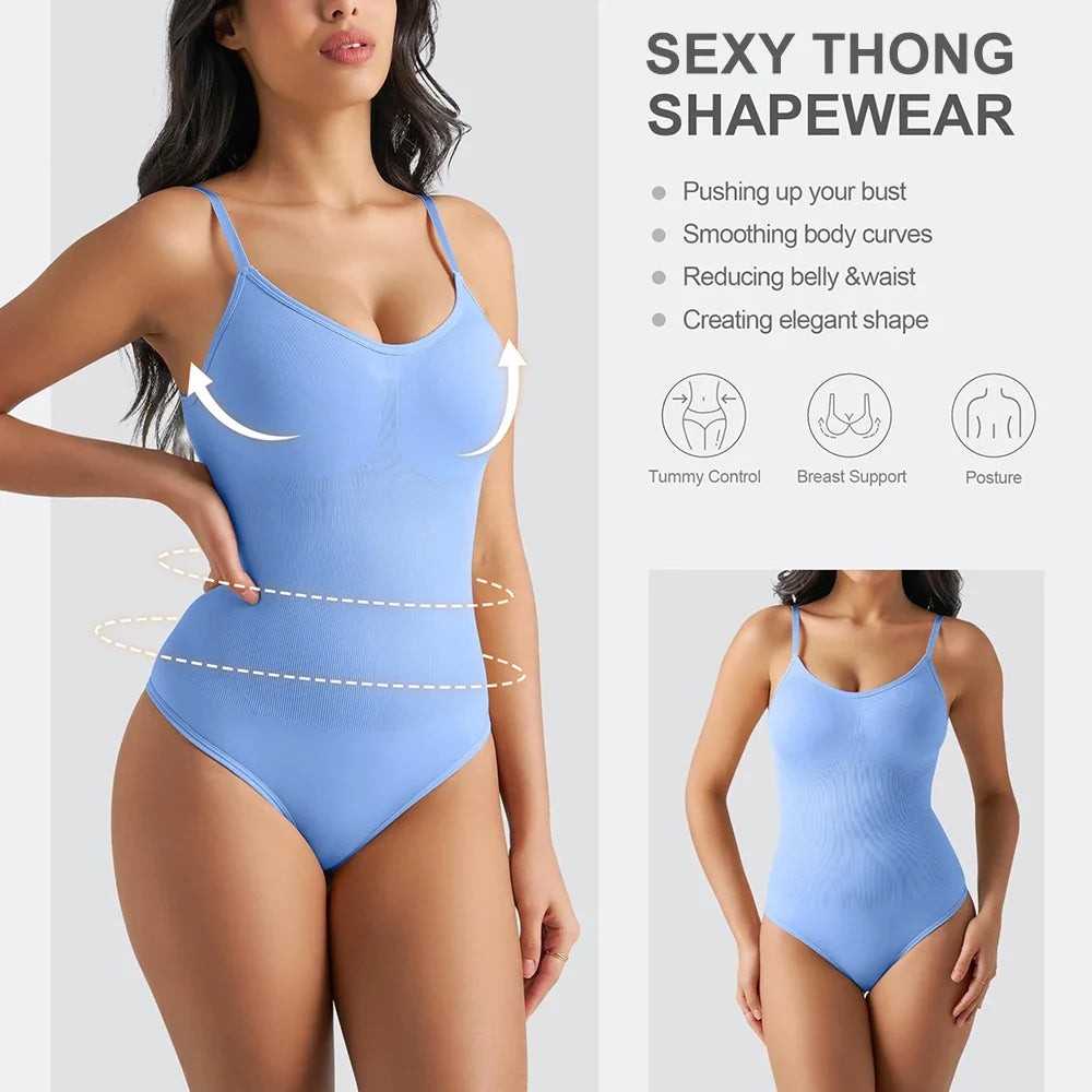 Bodysuit Women Shapewear Tummy Control Butt Lifter Body Shaper Smooth Invisible Under Dress Slimming Underwear Low Neck Jumpsuit