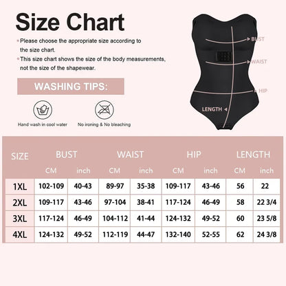 Women Sexy Removable Strap Body Shaper S-4XL Padded Bra Front Closure Hipster Bodysuit Tummy Control Shapewear Thong