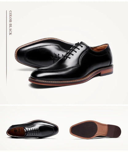 Dress Shoes Men Italian Style Genuine Leather Men's Wedding Shoes Lace Up Formal Gentleman Shoes Party Office High Heel