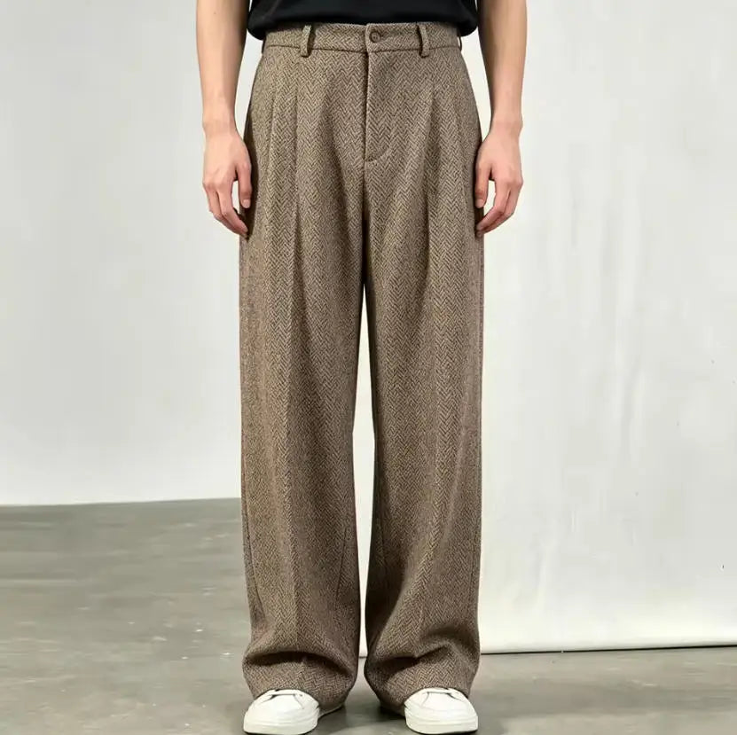 2026 New Men's Pants Formal Wear Herringbone High Quality Men Business Slim Trousers Office Social Dress Pants