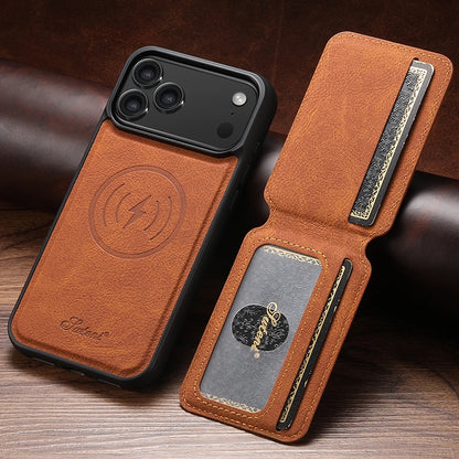 2 in 1 Leather Case For iPhone 17 Promax Air 16 Pro max 15 Plus 14 Pro 13 12 Wireless Charging Kickstand Card Slots Phone Cover