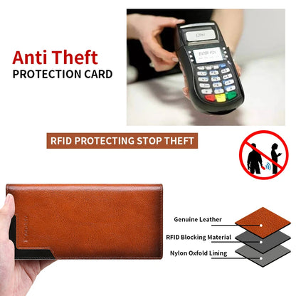 Wallet men's genuine leather new wallet long card bag storage silver foreskin clip hand-held bag gift