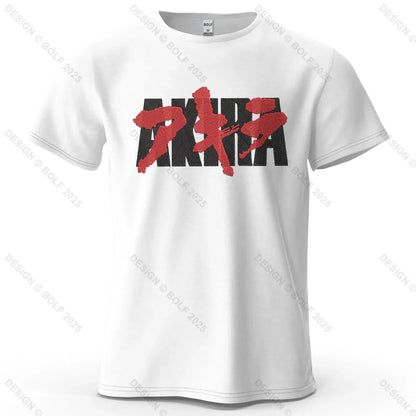 Akira Japanese Font Printed Men's T-Shirt 100% Cotton Oversized Classic Graphic Tees for Women Tops Tees Streetwear