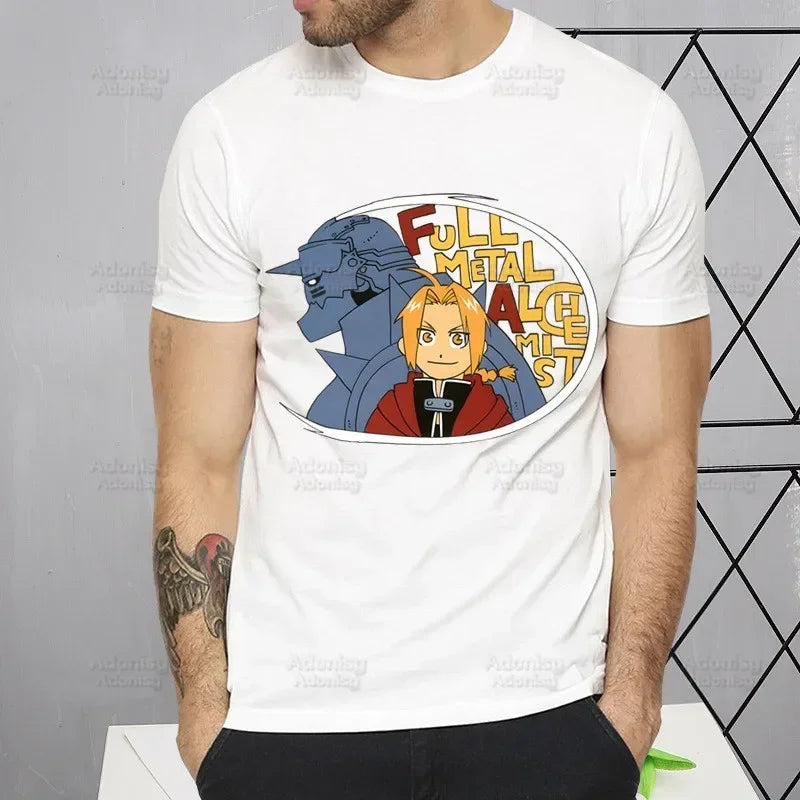 Fullmetal Alchemist T Shirt Harajuku Alphonse Elric TShirts Short Sleeve Fashion Casual Edward Elric T-Shirt Tops Tees
