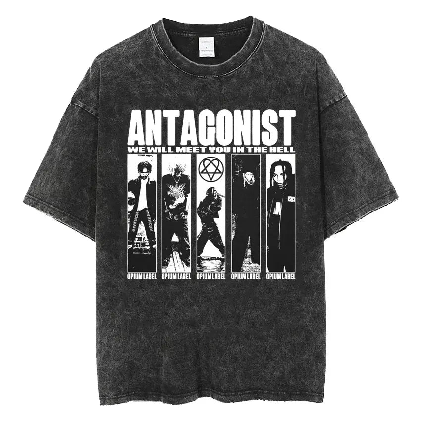 Retro Washed Playboi Carti I AM MUSIC Logo T Shirt Opium Ken Carson Narcissist Tour Antagonist Rap T-shirts Men's Oversized Tees