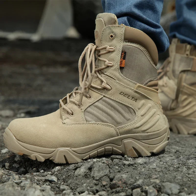Tactical Mens Boots Special Force Leather Waterproof Desert Combat Ankle Boot Work Shoes Plus Size 39-47