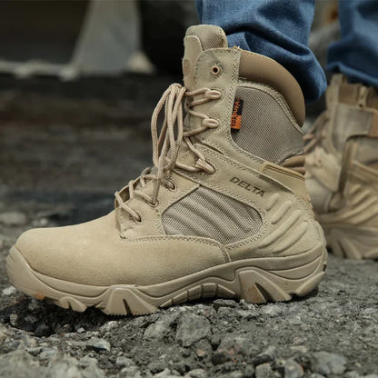 Tactical Mens Boots Special Force Leather Waterproof Desert Combat Ankle Boot Work Shoes Plus Size 39-47