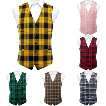 Jacquard Viscose Mens Vest Striped Waistcoat Sleeveless Jacket Wedding Business Silver Gold Blue Yellow Green Red Pink