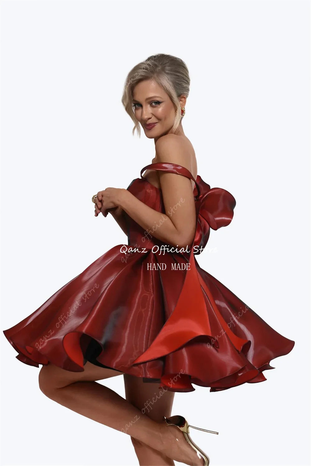 Pink Satin Prom Dresses Strapless Bow Satraps Short Birthday Dress Woman Sexy Lace Up Back платье на выпускной Customized
