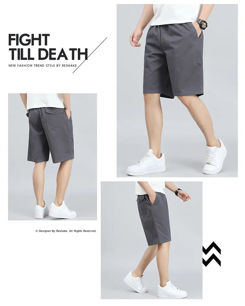 Men's Lightweight Cotton Summer Casual Shorts Loose Wide-Leg Fitness Exercise Work Shorts Comfortable Breathable