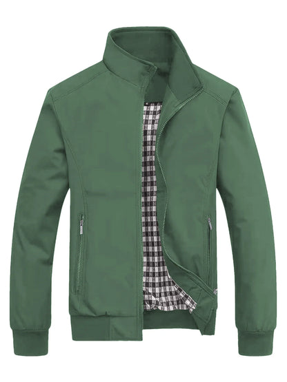 Men's Classic Design Sports Jacket, Casual Baseball Collar Zipper, Spring and Autumn Solid Color, Fashionable Daily Wear Jacket