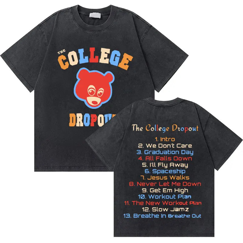 Washed Vintage Rapper Kanye West Graphic T-shirts THE LIFE OF PABLO Cover Print Tshirt Men Hip Hop Fashion Oversized T Shirts