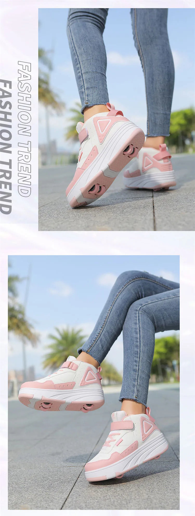 Kids Roller Skate Shoes Fashion Casual Sports Children 4-Wheels Sneakers for Boys and Girls Outdoor Running