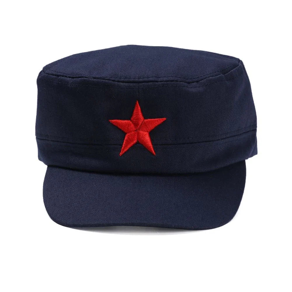 Unisex Cotton Men Cap Spring Summer Beach Outdoor Street Street Cool Church Sunhat Flat Top Hat With Red Star Dropshipping