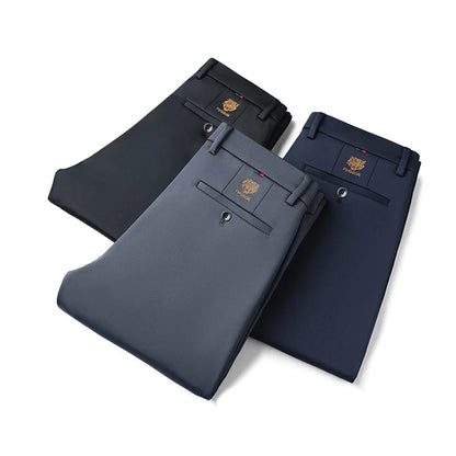 Men's New Loose Straight Leg Elastic Formal Pants, Business Tiger Head Western Style, All Seasons, Casual & Formal Wear