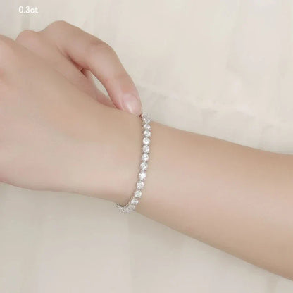 3 Claw 2.5/3mm Full D Color Moissanite Diamond Tennis Bracelet Hidden Buckle for Women Man 925 Silver Link Chain Bracelets
