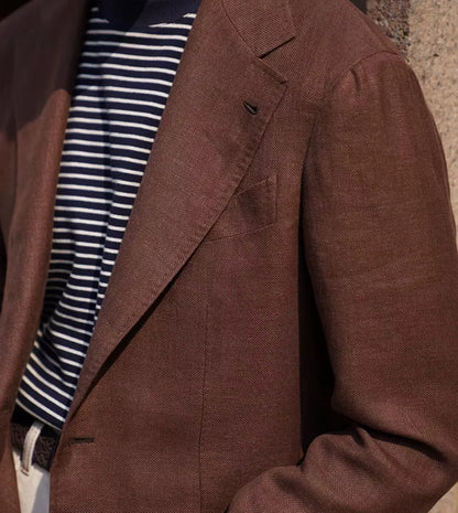 Summer Thin Retro Men's Breathable Linen Small Suit Italian Retro Slim Casual Blazer Trendy