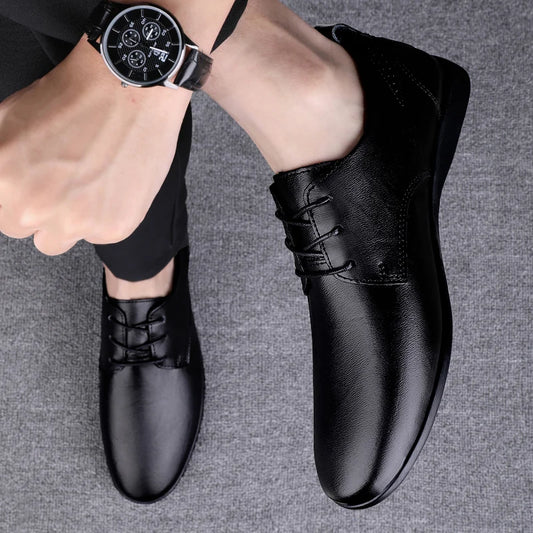 Fashion Simple Mens Oxford Shoes Breathable Male Business Footwear Handmade Formal Dress Shoes Genuine Leather Men Casual Shoes