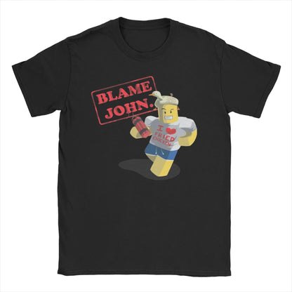 Shedletsky Blame John Forsaken Gaming T Shirts Meme 100% Cotton Tops Men Women Short Sleeve Tee Shirt Graphic Printed T-Shirts