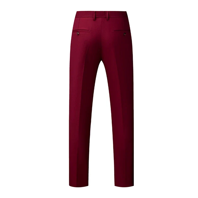 2026 New Men's Rose Red Trousers, Asian Size Blue Formal Pants, Black Pantalon Hombre.