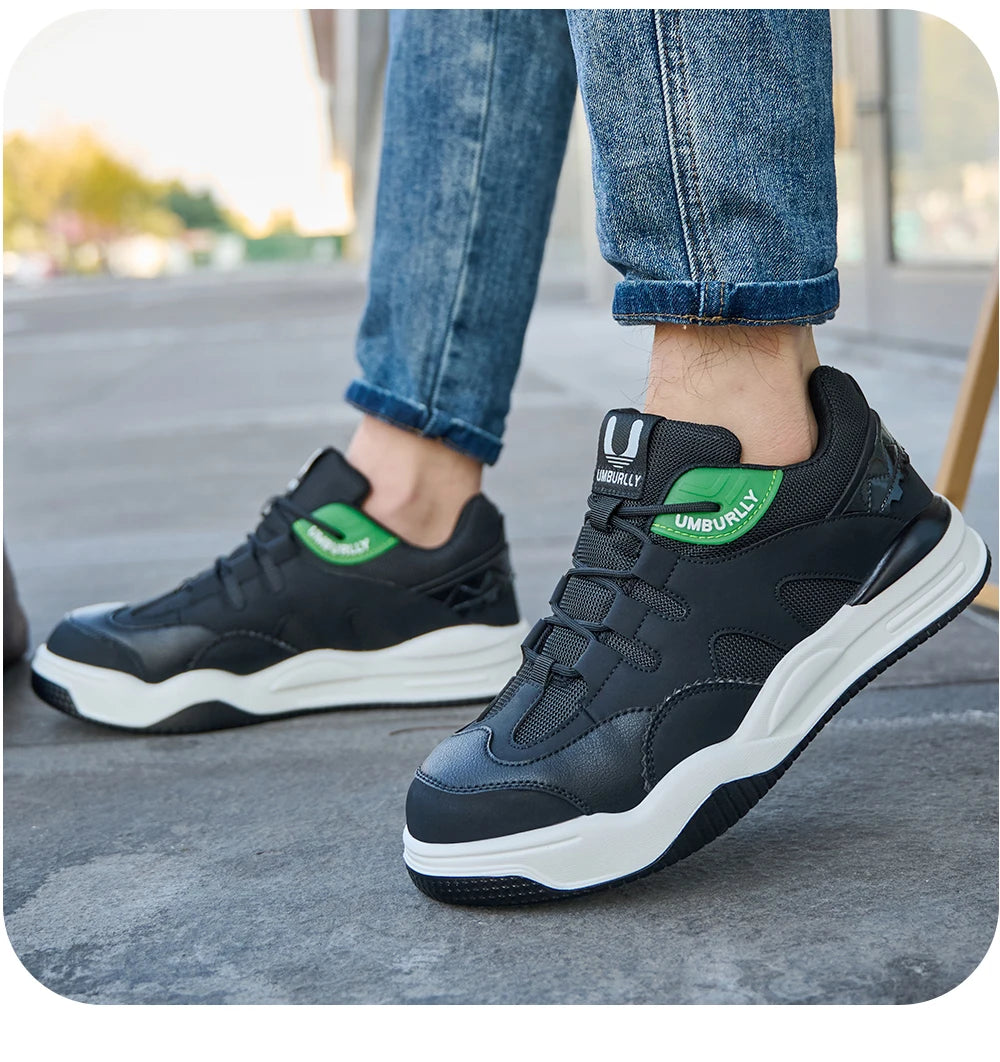 Fashion 2025 New Work Shoes Men Steel Toe Anti Smashing Indestructible Sneakers Splicing Design Comfortable Male Footwear