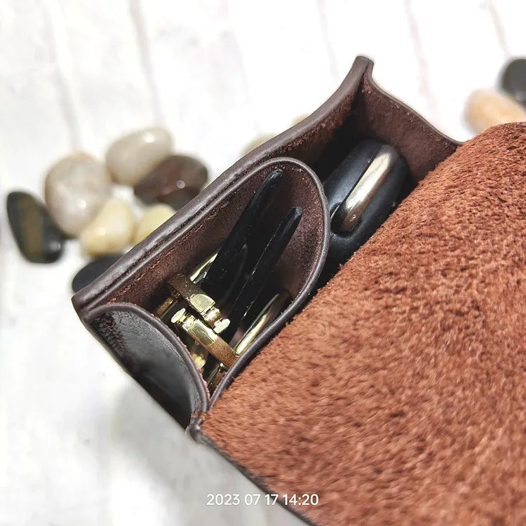 Multifunctional Key Holder Waist Bag Genuine Leather Car Key Case Folding Glasses Belt Pack Men Women 1652cg