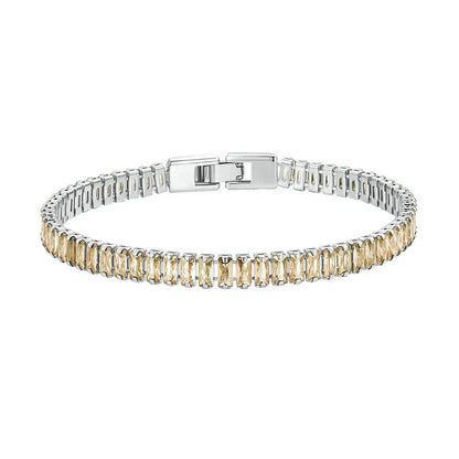 Authentic Shining Square Zircon Bracelet Plated Platinum for Women Gift Exquisite Fashion Jewelry YIB055