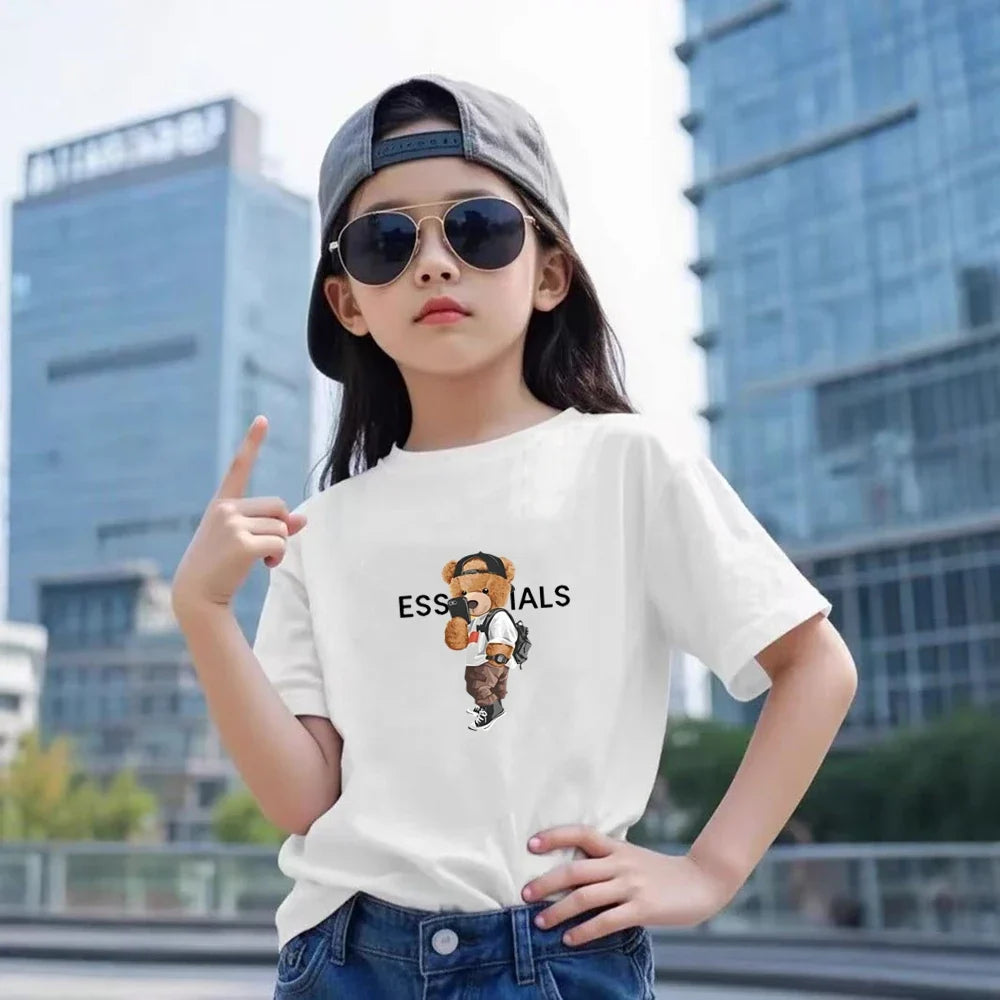 Kids Brand Little Bear Round Neck T-shirt+Shorts Set Clothing Fashion Boy Girl 3-12Yrs Sports Short-Sleeved Casual Set Summer
