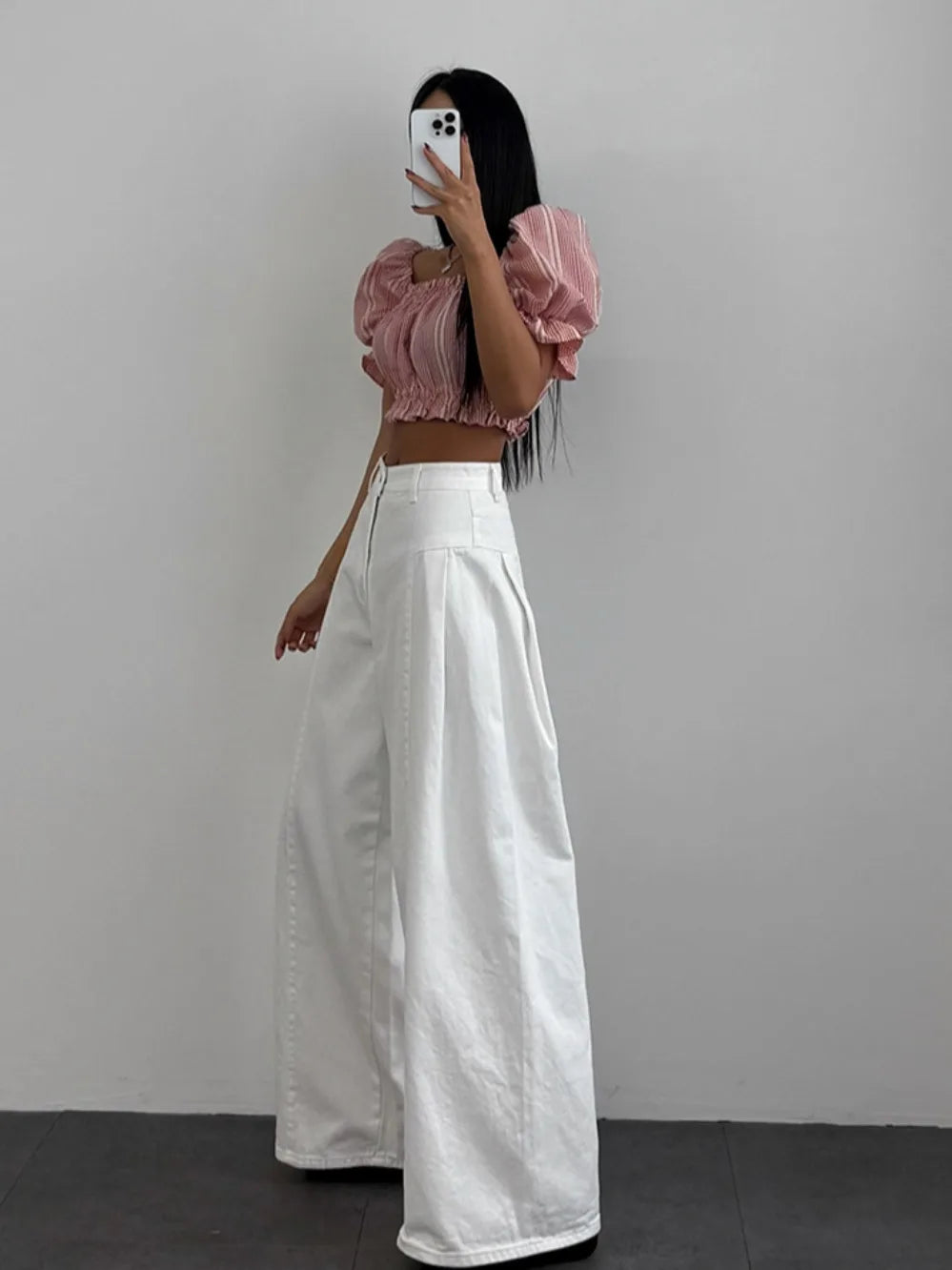 High Waist Wide Leg Denim Jeans Women Summer New Hong Kong Style Loose Lazy Big Bell Long Pants Commute Style Other Other