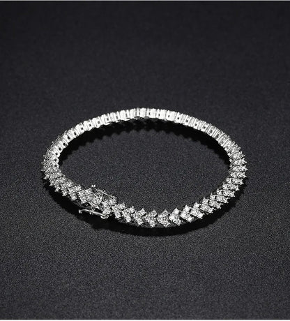 2025 New In Rhombus Shape Full 1.2mm D Color Moissanite Tennis Bracelet For Women 925 Silver Diamond Link Chain Bracelets