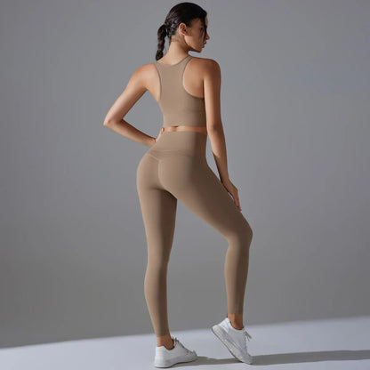 Yoga Set Women's tracksuit Women Fitness Crop Top Shockproof Sports Bras Yoga Gym Running Pants Sportswear Running Fitness Yoga