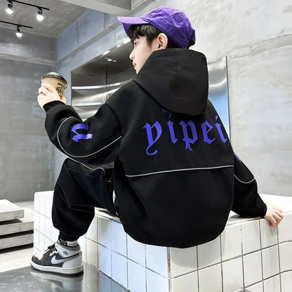 2025 Boys' Long Sleeve Spring Autumn Two-Piece Hoodie Set Trendy Cool Stylish M-L Size