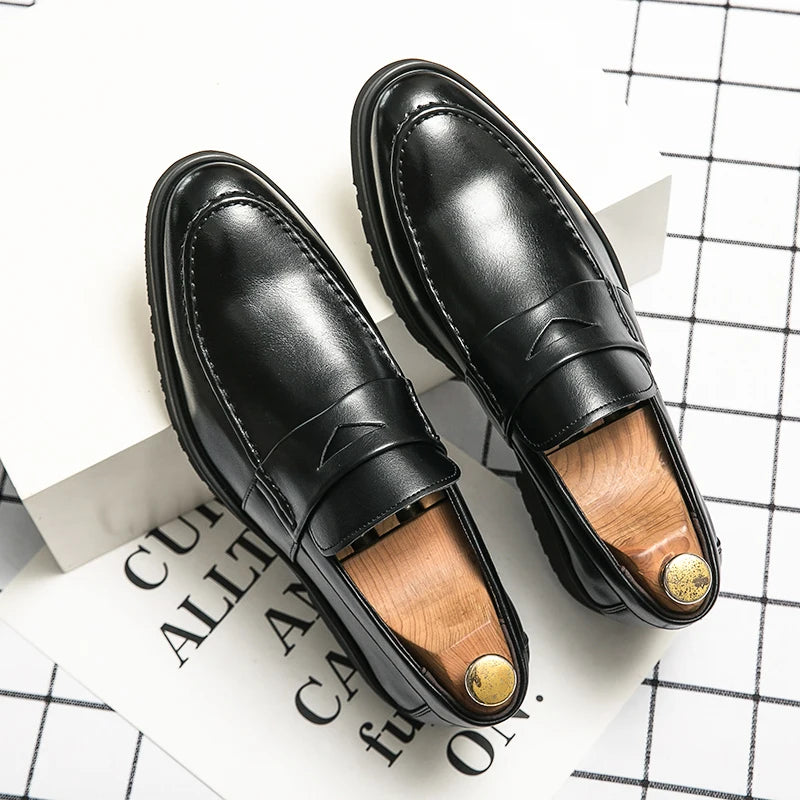 Mens Casual Leather Breathable Business Designer Brand Office Loafers Formal Classic Smile Footwear Dress Shoes for Men Flats 48