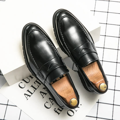 Mens Casual Leather Breathable Business Designer Brand Office Loafers Formal Classic Smile Footwear Dress Shoes for Men Flats 48