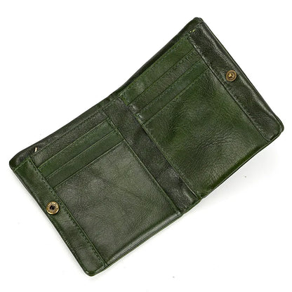 Genuine Leather Short Wallet Bifold Card Holder Short Purse Male Cow Leather Men's Coin Wallet Real Cowskin Zipper Wallet