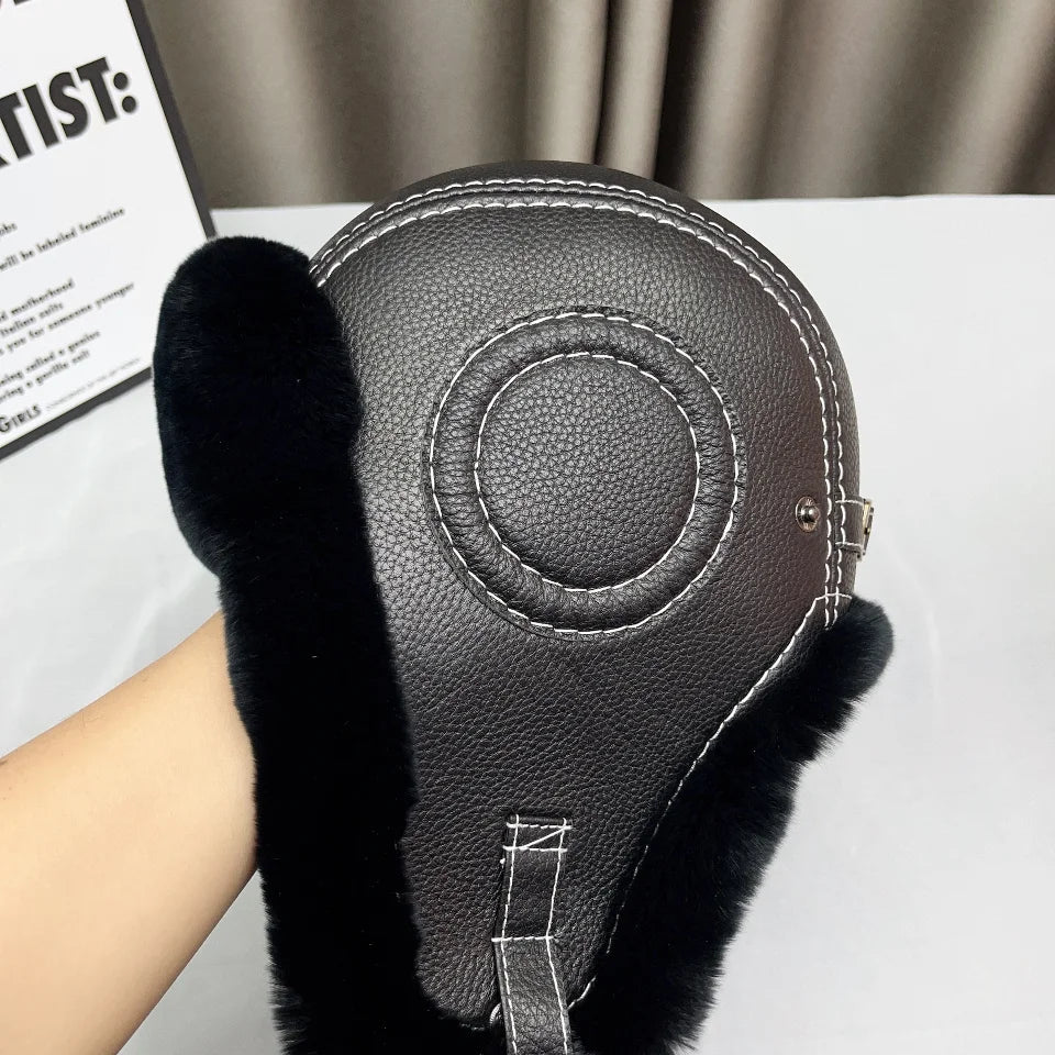 Domo Ushanka Fur Hat Winter Adult Keep Warm Cap Bomber Hats For Women Rex Rabbit Fur Hat With Ear Recommend Winter Sales