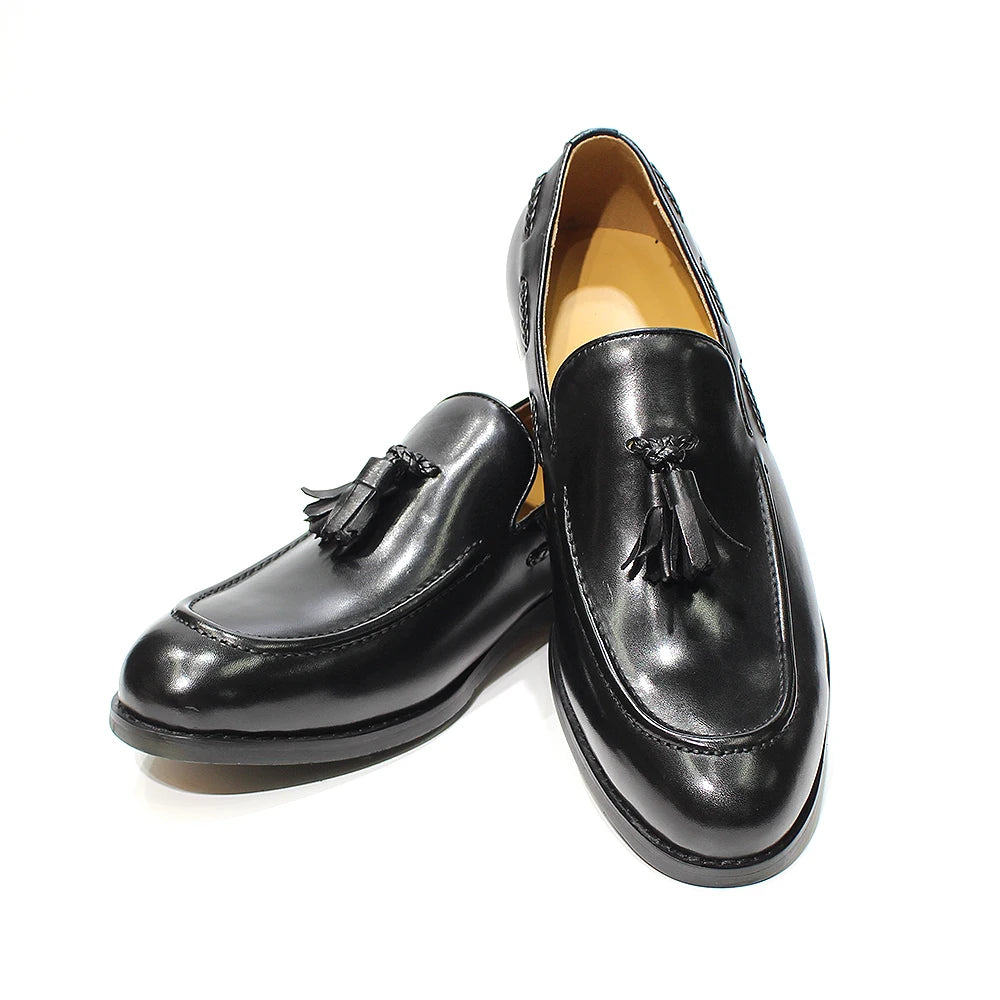 Italian Style Men's Loafers Tassel Genuine Cow Leather Comfortable Slip on Wedding Party Office Dress Shoes for Men Casual Shoes