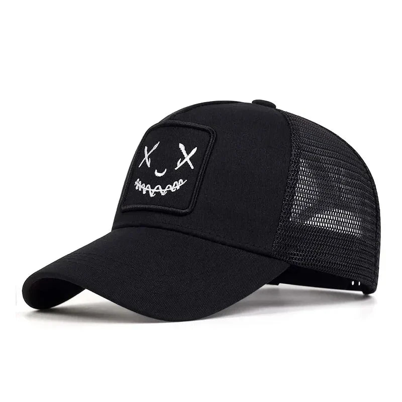 Unisex Baseball Cap Smile Face Patch Pattern Caps Men Women Summer Trucker Hat