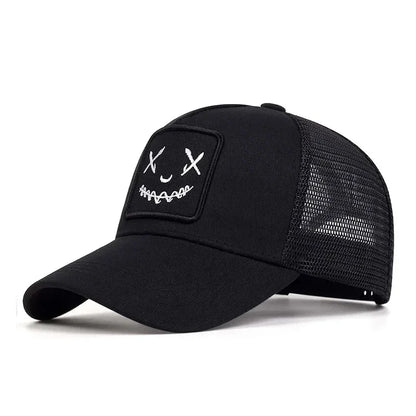 Unisex Baseball Cap Smile Face Patch Pattern Caps Men Women Summer Trucker Hat