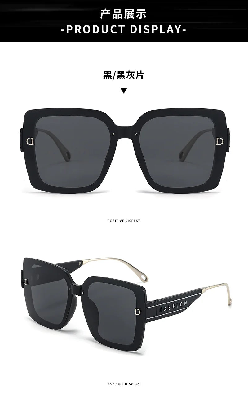 2025 New Polarized Letter Sun Glasses Legs High-end Sunglasses Women's European and American Sunscreen Retro Sunglass Gafas