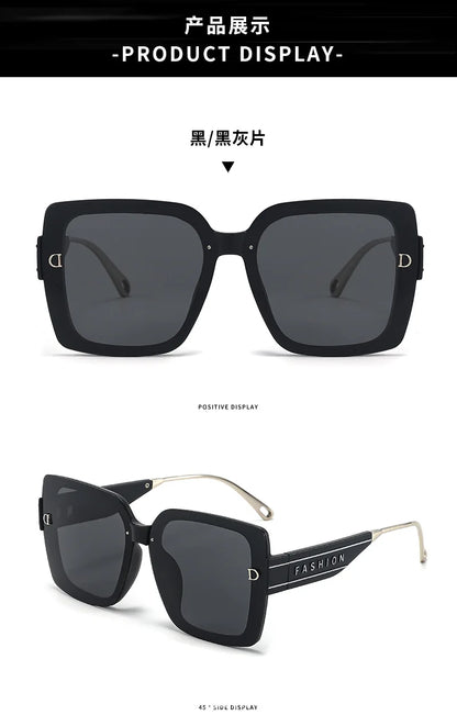 2025 New Polarized Letter Sun Glasses Legs High-end Sunglasses Women's European and American Sunscreen Retro Sunglass Gafas