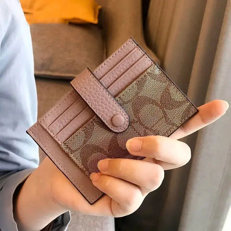 Monogram Ultra-thin Ins Style Porte-cartes Mode Mini Courte Enveloppe Pour Femmes Appliques Porte-cartes et porte-identité Portefeuille de cartes de crédit